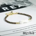 Europees Franse onregelmatige halfedelsteen kralen armband vintage verstelbare luxe sieraden - Koffie Glans (BR2176-B)