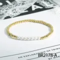 Gold beaded pearl variant bracelet, vintage style stackable hand rope accessory for women. - Gold Bead Style (BR2178-A)