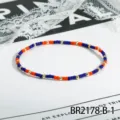 Colorful seed bead bracelet, retro blue and orange stackable beaded bracelet for women. - Blue Orange Multicolor Style (BR2178-B-1)