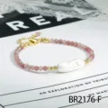 Franse stijl onregelmatige barokke parel edelsteen armband vintage kraal sieraden - Aardbeienkwarts (BR2176-F)