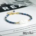 Chique halfedelstenen armband met barokparel en blauwe kralen voor elegante look. - Lapislazuli (BR2176-I)