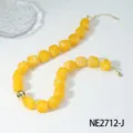 Gelbe Acryl-Wuerfel Perlen Halskette Choker Statement Mode Schmuck Variante Modell - Gelber Marmor (NE2712-J)