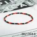Rot Schwarz Gold Perlen Armband Stapelbare Retro Mode Schmuck Option Variante Neu - Rot Schwarz Gold Dreifarbiger Stil (BR2178-B-8)