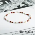 Vintage farbblock perlen armband stapeln zarte mode schmuck für damen schickes accessoire - Weiß Rot Gold Schlanker Stil (BR2178-B-14)