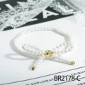 Perlen Schleife Armband Retro Vintage Reiskorn Stapelbare Handseile Schick Schmuck Damen - Weiß Kunstperle Schleife Stil (BR2178-C)