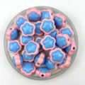 Acrylic flower beads pink blue pentagram charms for DIY phone chains jewelry making details - 18mm / Pink and Blue