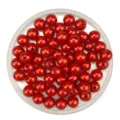 Red ABS imitation pearl beads with straight hole for DIY jewelry making earrings bracelets - 6mm / Red