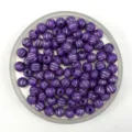 Purple acrylic pumpkin beads with silver stripes for DIY handmade jewelry making bracelets necklaces - 8mm / Purple