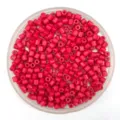 Close up of red acrylic barrel beads, ideal for DIY jewelry making and bracelet accessories. - 4*4mm / Rose Red