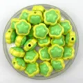 Acrylic sunflower flower shape beads yellow green loose beads for DIY jewelry phone charms keychains - 18mm / Yellow Plus Green