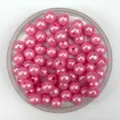 Pink ABS imitation pearl beads detail for DIY handmade bracelet necklace jewelry craft. - 6mm / Pink