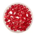 Close-up view of vibrant red faceted square acrylic beads, perfect for DIY jewelry craft. - 6mm / Red