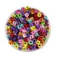 Colorful plastic alphabet cube beads for DIY jewelry making crafts and handmade accessories. - 6*6mm / Colorful with Black Letters