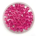 Close-up detail of translucent pink acrylic square beads for DIY beading and craft projects. - 6mm / Rose Red