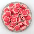 Acrylic flower beads pink star shaped loose beads for DIY craft phone charm jewelry making - 18mm / Pink and Red