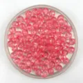 Pink acrylic faceted round loose beads detail shot, 96 cuts craft supplies for DIY jewelry - 6mm / Pink