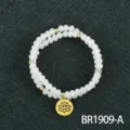 Nuevo pulsera multicapa de cuentas de vidrio de estilo chino con colgante de loto, bisuteria - Estilo Regular (BR1909-A)