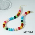 Colorful Acrylic Abacus Bead Necklace Dopamine Style Bohemian Collarbone Chain Jewelry For Women - Multicolor (NE2711-A)