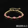 Goud en roze kralen armband variant, stijlvol halfedelstenen mode-sieraad voor dagelijks. - Rode Houtnerfsteen (BR2099-A-3)