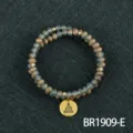 Pulsera de cuentas de doble capa con colgante dorado, elegante joyería de cristal. - Estilo Regular (BR1909-E)