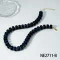 Blue acrylic abacus bead necklace golden spacer beach vacation fashion clavicle chain jewelry - Dark Blue (NE2711-B)