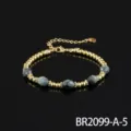 Goudkleurige kralenarmband met grijze gefacetteerde halfedelstenen, vintage stijl voor dagelijks gebruik. - Valkenoogsteen (BR2099-A-5)