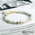 Boheemse halfedelstenen en parel kralen armband, elegant dagelijks sieradenaccessoire voor vrouwen. - Tianshan Blauw Stijl (BR2175-C)