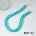Acrylic abacus bead necklace European style blue white colorful summer beach vacation jewelry - Blue White Marble (NE2711-C)
