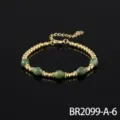 Retro groene halfedelsteen kraal armband trendy gouden metalen ketting sieraden accessoire - Zuidelijke Jade (BR2099-A-6)