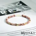 Bohemian kraal armband met kleurrijke schijfjes en metalen buisjes, verstelbaar handgemaakt koord. - Boheemse Laagjesstijl (BR2177-A-1) / Roze (BR2177-A-1)