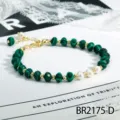 Boho malachiet parel kralen armband, elegante groene edelsteen goudkleurige stapelbare sieraden. - Malachiet Stijl (BR2175-D)
