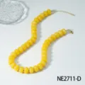 Yellow acrylic abacus bead necklace for women, stylish dopamine style beach vacation jewelry. - Bright Yellow (NE2711-D)