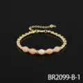 Gouden kralenarmband met roze gefacetteerde edelstenen elegante mode veelzijdige sieraden - Zonnesteen (BR2099-B-1)
