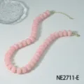 Collana di perle in acrilico rosa catena di clavicola moda gioielli da vacanza donna - Rosa Marmorizzato (NE2711-E)
