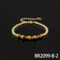 Vintage Kralen Armband Tijgeroog Halfedelsteen Goudkleurige Verstelbare Ketting Sieraden - Tijgeroogsteen (BR2099-B-2)