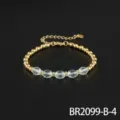 Vintage gouden kralen armband met lichtblauwe gefacetteerde halfedelstenen voor dames - Groene Fluoriet (BR2099-B-4)