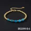 Modieuze goudkraal armband met blauwe gefacetteerde halfedelstenen elegante sieraden - Apatiet (BR2099-B-6)