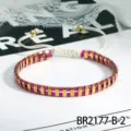 Bohemien handgemaakte kralen verstelbare armband met roze en gouden metalen buisjes. - Roze Goud (BR2177-B-2)