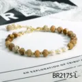 Boho halfedelsteen parel kralen armband elegante goudkleurige sieraden voor dames - Afbeelding Jaspis Stijl (BR2175-L)
