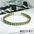 Stijlvolle bohemien groen en gouden kraaltjes verstelbare gevlochtenarmband trendy - Groen Goud (BR2177-B-5)