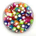 Colorful acrylic flower beads for DIY jewelry making, transparent dual-color loose spacer beads. - Multicolor