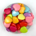 Colorful acrylic heart shaped beads for diy jewelry making bracelets kids crafts 20mm set - Solid Mixed Colors
