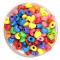 Colorful plastic heart beads for DIY jewelry making, ideal for handmade craft items. - 11mm / Dark Mixed Colors