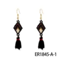 Bohemian handmade seed bead tassel earrings, colorblock diamond dangle earrings for women. - Standard Style (ER1845-A-1)