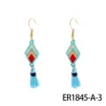Bohemian seed bead tassel earrings handmade colorful geometric rhombus drop earrings for women - Standard Style (ER1845-A-3)