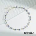 Blue and White Porcelain Ceramic Bead Necklace Niche Chic Gold Clavicle Chain Jewelry - NE2704-E
