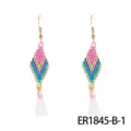 Bohemian handmade seed bead tassel earrings, colorful geometric diamond dangle jewelry for women. - Standard Style (ER1845-B-1)