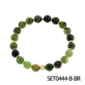 Gruenes Naturstein Perlenarmband mit goldenen Abstaendern im eleganten Vintage Design Schmuck. - Kanadische Jade Armband
