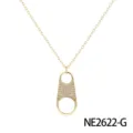 Collier pendentif fermeture éclair zircone micro-serti plaqué or bijoux mode femme - Style Languette de Canette (NE2622-G)