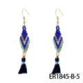 Boho seed bead tassel earrings handmade colorful diamond shape drop dangle earrings new - Standard Style (ER1845-B-5)
